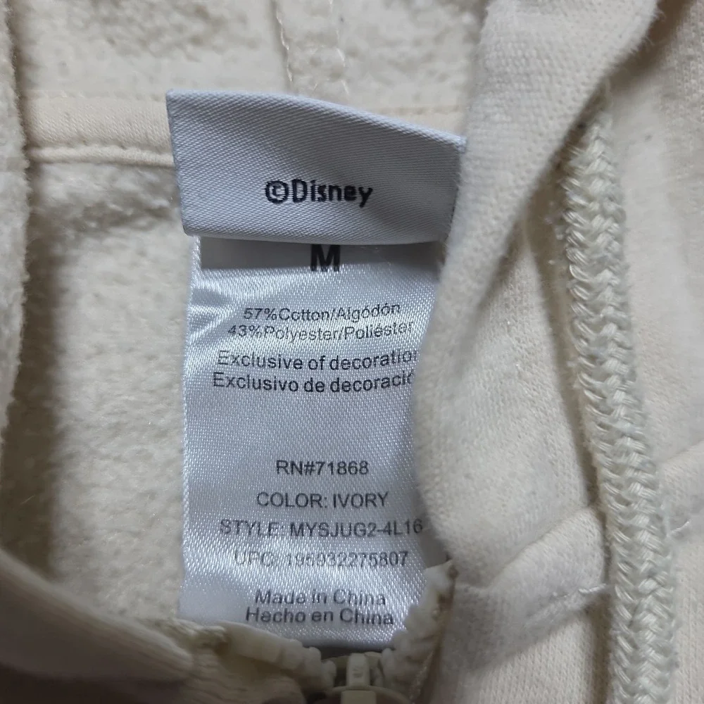 Disney Jacket Mickey and Friends Embroidery Full Zip hooded Beige Medium